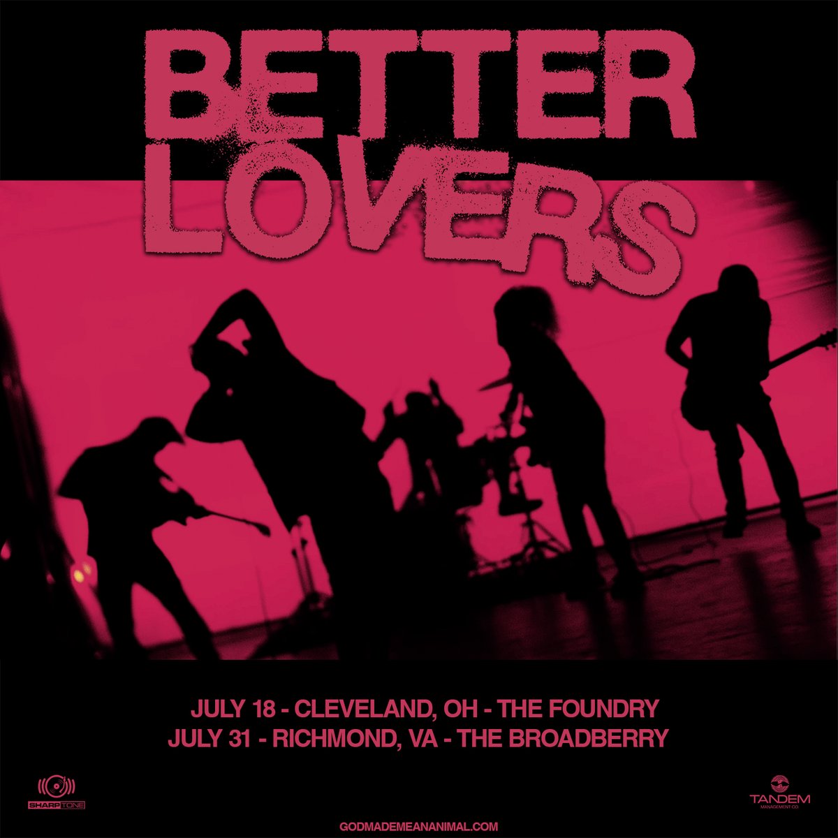 Tickets are on sale now.

July 18 - Cleveland, OH
July 31 - Richmond, VA

godmademeananimal.com