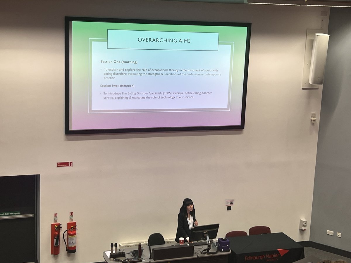 Fiona Maclean (@macleanfiona) on Twitter photo A warm welcome to <a href="/ed_specialists/">The Eating Disorder Specialists (TEDS)</a> introducing the design, delivery & evaluation of a new online service connected to eating disorders & the role of occupational therapy with our year 2 @OTEdinNapier1 MSc learners.
A huge thank you, Clare!
#innovation
#sharedlearning A warm welcome to <a href="/ed_specialists/">The Eating Disorder Specialists (TEDS)</a> introducing the design, delivery & evaluation of a new online service connected to eating disorders & the role of occupational therapy with our year 2 @OTEdinNapier1 MSc learners.
A huge thank you, Clare!
#innovation
#sharedlearning