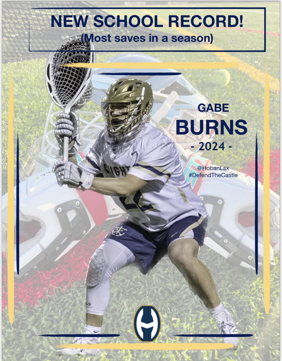 hburns_burns's tweet photo. Gabe has officially etched his name in the @hobanknights history !
204 regular season saves and counting…. ⚔️⚔️
#22 #Burnsie #HobanLax #HobanStrength #NewSchoolRecord https://t.co/s7VBOnGqcB