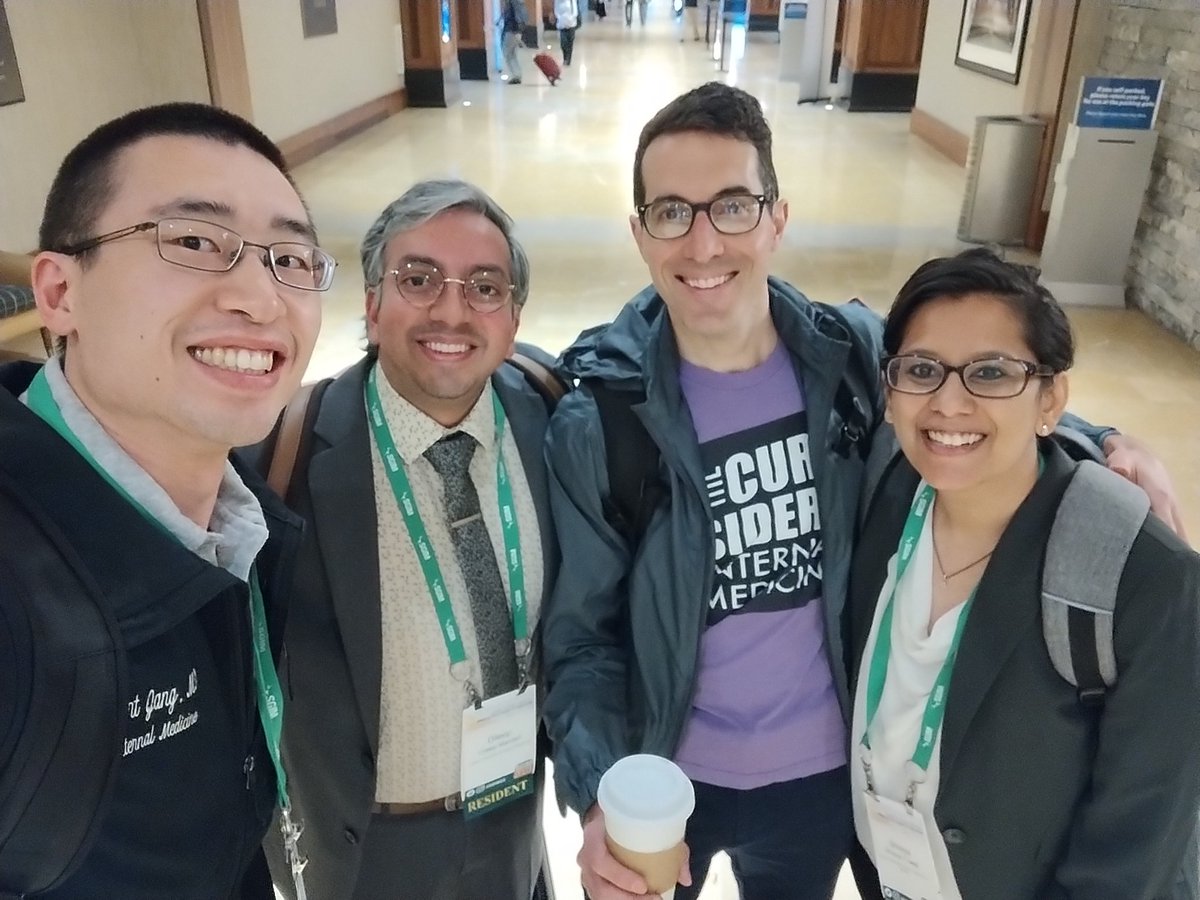 Fantastic running into @thecurbsiders and @COREIMpodcast legends @DoctorWatto @ShreyaTrivediMD on the way to #SGIM23 breakfast, big fan helping me through residency @TulaneDDoM and pass ABIM last year! #MedEd