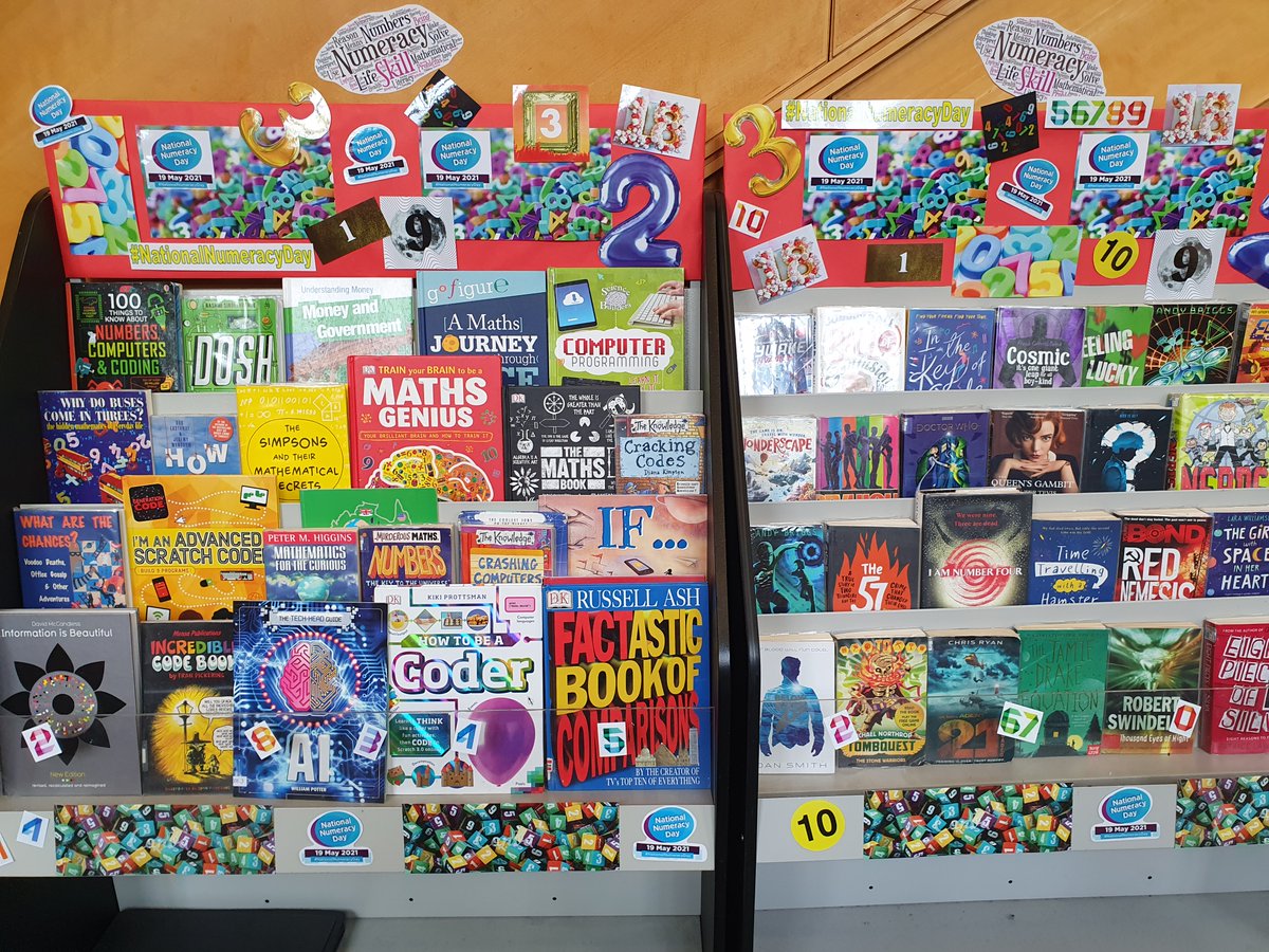 KingEddiesLRC's tweet photo. National Numeracy Day is happening soon and we love numbers! Come and take a look at our non-fic mathematics books as well as novels inspired by the beauty of maths! @Nat_Numeracy @uksla https://t.co/2QTt6rTHtp