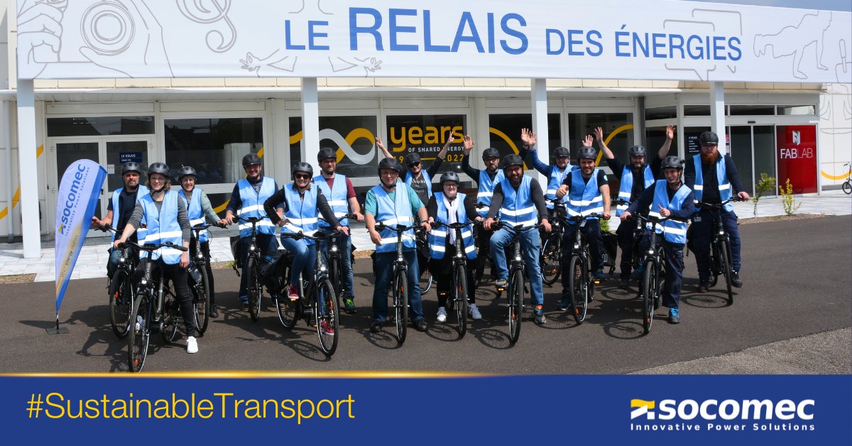 Socomec launches the <a href="/GoodWatt_velo/">GoodWatt</a> operation on its Alsatian sites! 20 electric #bikes are lent to 40 employees during May and June to test this alternative to the car for their home-work journeys. 🚲
Thanks to all our employees who are #committed to change and good journey! 😉