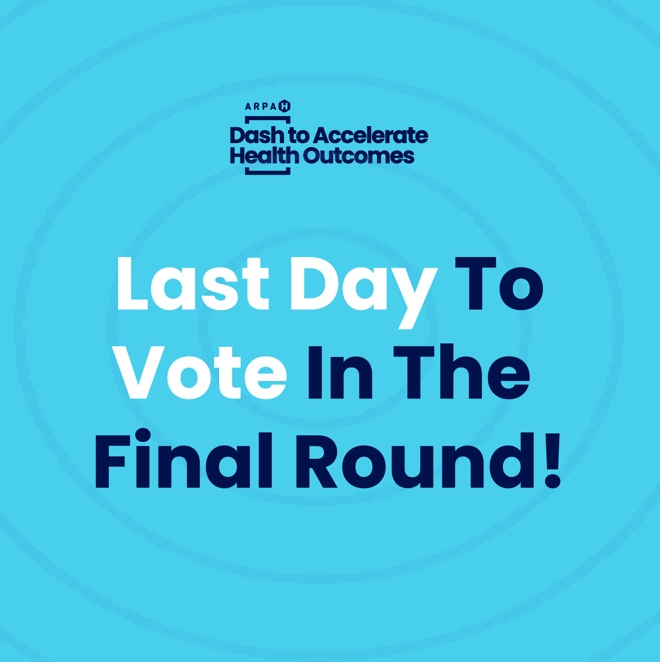 polyplexors's tweet image. Today is the last day to vote in the ARPA-H Dash Final round! Only 2 ideas remain:

- One Drug For All Cancers💊
- Your Cells Your Cure 🧪

Cast your vote at Polyplexus.com/HealthDash before 11:59pm EST, and stay tuned to see who wins!
#ARPAHDash #Polyplexus #FinalRound