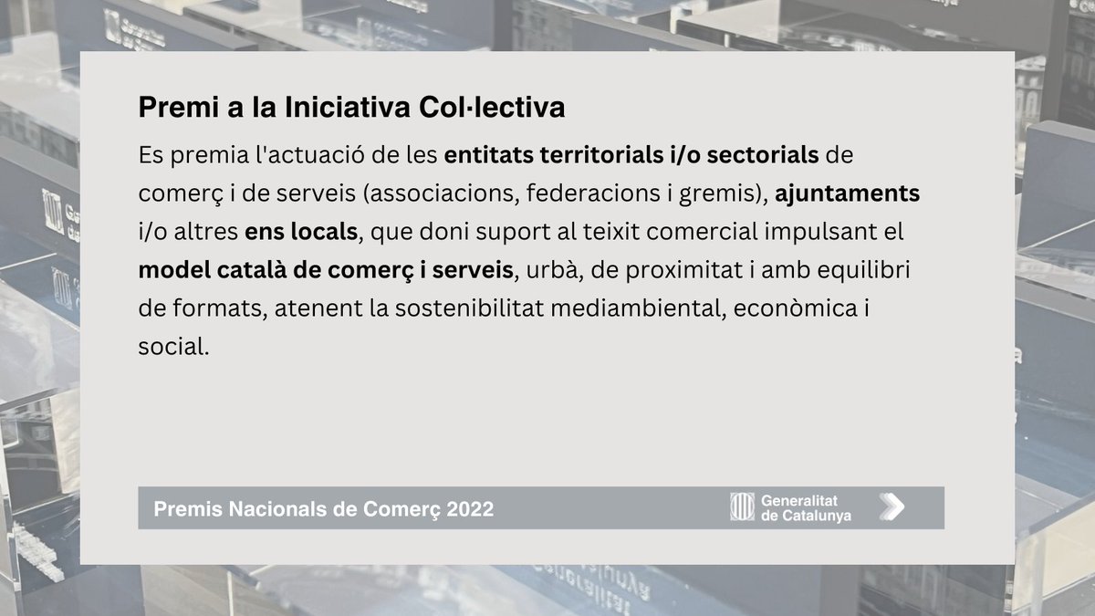 📣Convocatòria oberta pels:

✅ #PremisNacionals de #Comerç 

📅Termini de presentació de sol·licituds: 5 de juliol a les 14h

Més informació i accés al tràmit: gen.cat/3MhXZOk