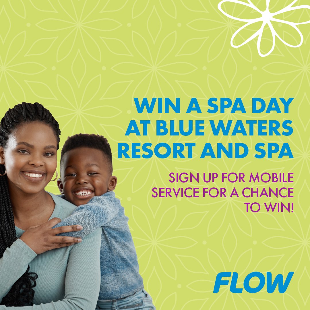 MarketinMachine's tweet image. Give your mom the gift of relaxation this Mother's Day with FLOW mobile service! Sign up now for a chance to win a luxurious spa day at Blue Waters. Trust us, she deserves it! 🥰💆‍♀️🌸

𝐎𝐟𝐟𝐞𝐫 𝐞𝐧𝐝𝐬 𝐌𝐚𝐲 𝟏𝟒𝐭𝐡, 𝟐𝟎𝟐𝟑

#FLOWMobile #MothersDay #BlueWatersResort #FLOW