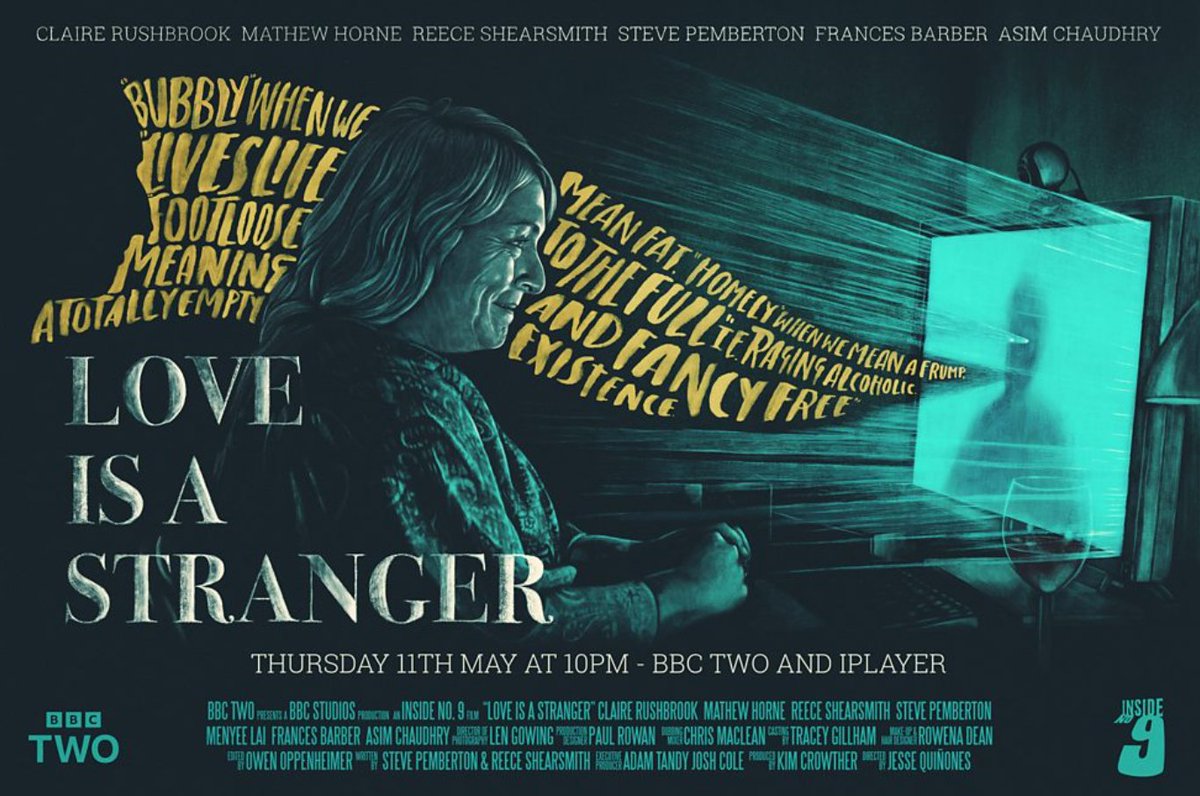 This week's #InsideNo9 'Love is a Stranger' was my favourite of the series so far. A funny, tragic and brutally honest reflection of relationships in the social media age and of loneliness and anger. Funny, brilliantly acted and with a story that is superbly framed. #BestShowOnTV