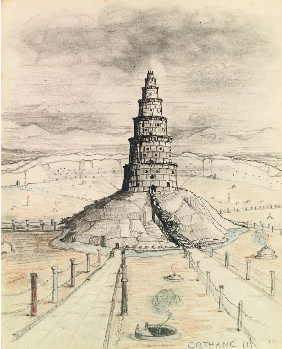 TolkienWonder's tweet photo. Tolkien’s drawing of Orthanc. https://t.co/VsZo6KxzBt