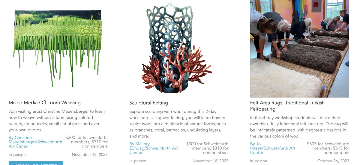 Have a workshop you would like to share? Or want to see what online and in-person workshops are coming up?  Check out the events page on the Fiber Art Now website.
Click here: bit.ly/3nMjxZW