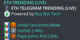 #Pepejohns is now Trending on BuyBot #ETH TRENDING 

t.me/ETHTRENDING/10…