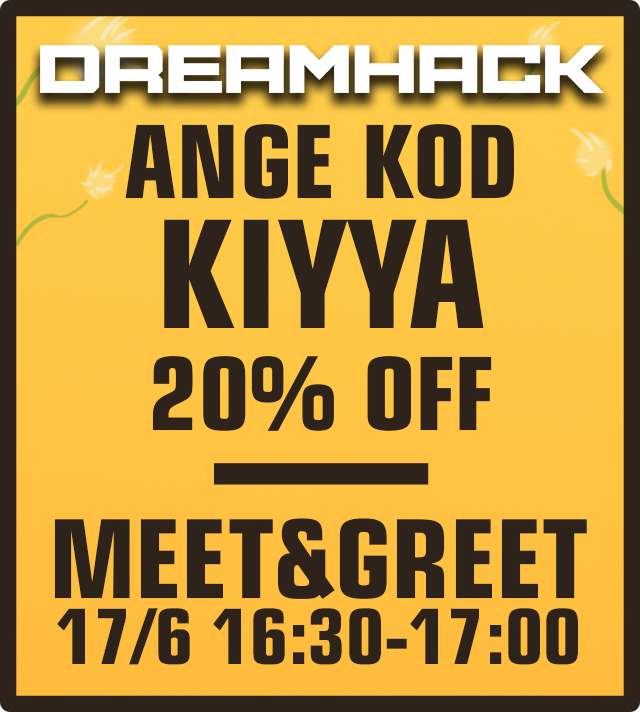 Träffa mej på Dreamhack summer i år! :D
Meet&amp;Greet: 17/6 16:30-17:00
Livestream: 16/6 19:00-22:00

Glöm inte att du kan få 20% rabatt på din biljett med koden "KIYYA"!
Mer info kommer när DH närmar sej :D

Vi ses!
dreamhack.com/summer/tickets/