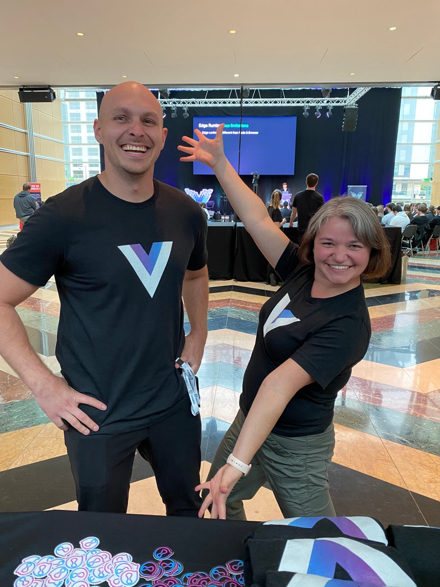 If you're at #VueJSLive in London, come say hi and take one of our way-too-many Vue shirts.