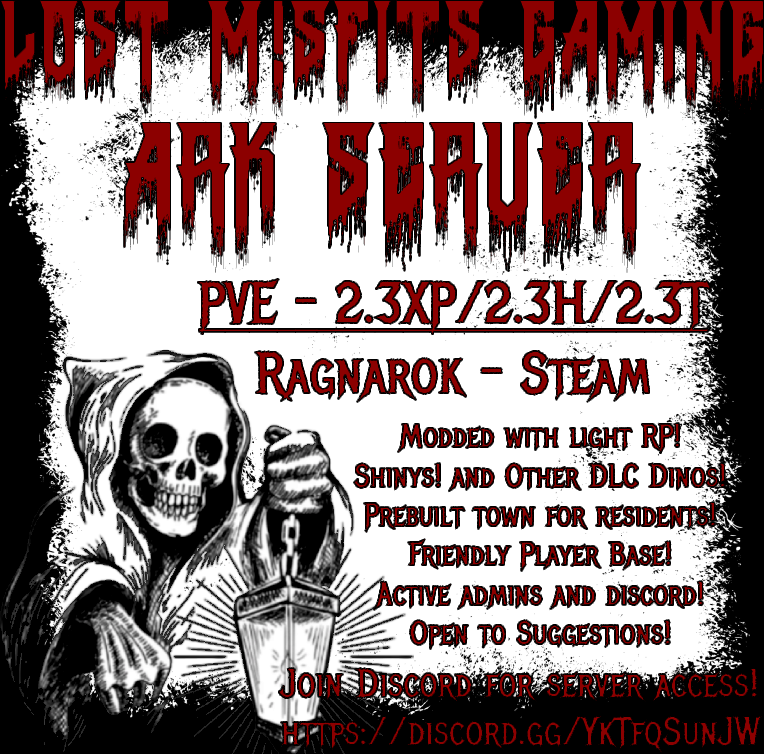 Briwitched69's tweet photo. LOST M!SFITS GAMING #ARK SERVER PVE - 2.3XP/2.3H/2.3T Ragnarok - Steam
Join Discord for server access! https://t.co/qOMYUdunOz https://t.co/YsG1KGZUUe