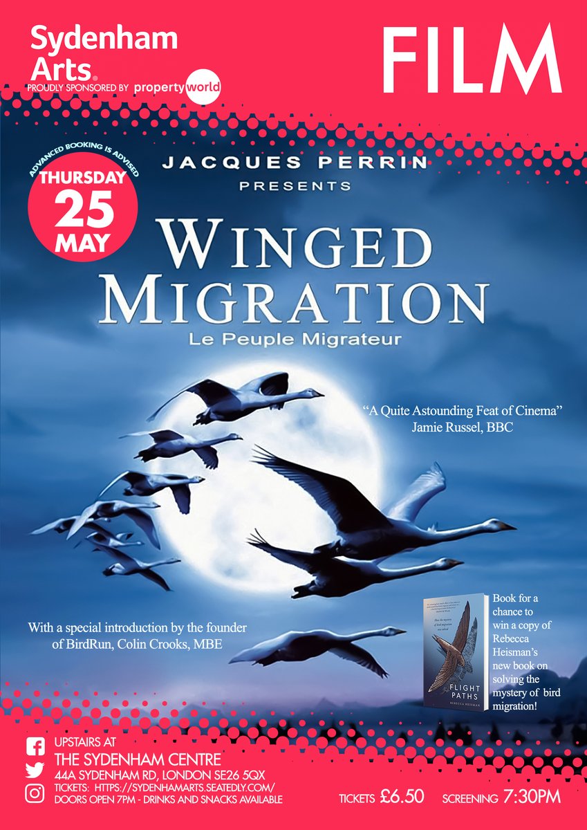 You  have never seen the world like this! Join us to share the experience of  this Oscar nominated documentary, soaring, dancing up in the sky in the  company of traveling birds! #WingedMigration #Birds #documentary #Oscarnominated #migratingbirds #SydenhamArts #BirdRun #se26