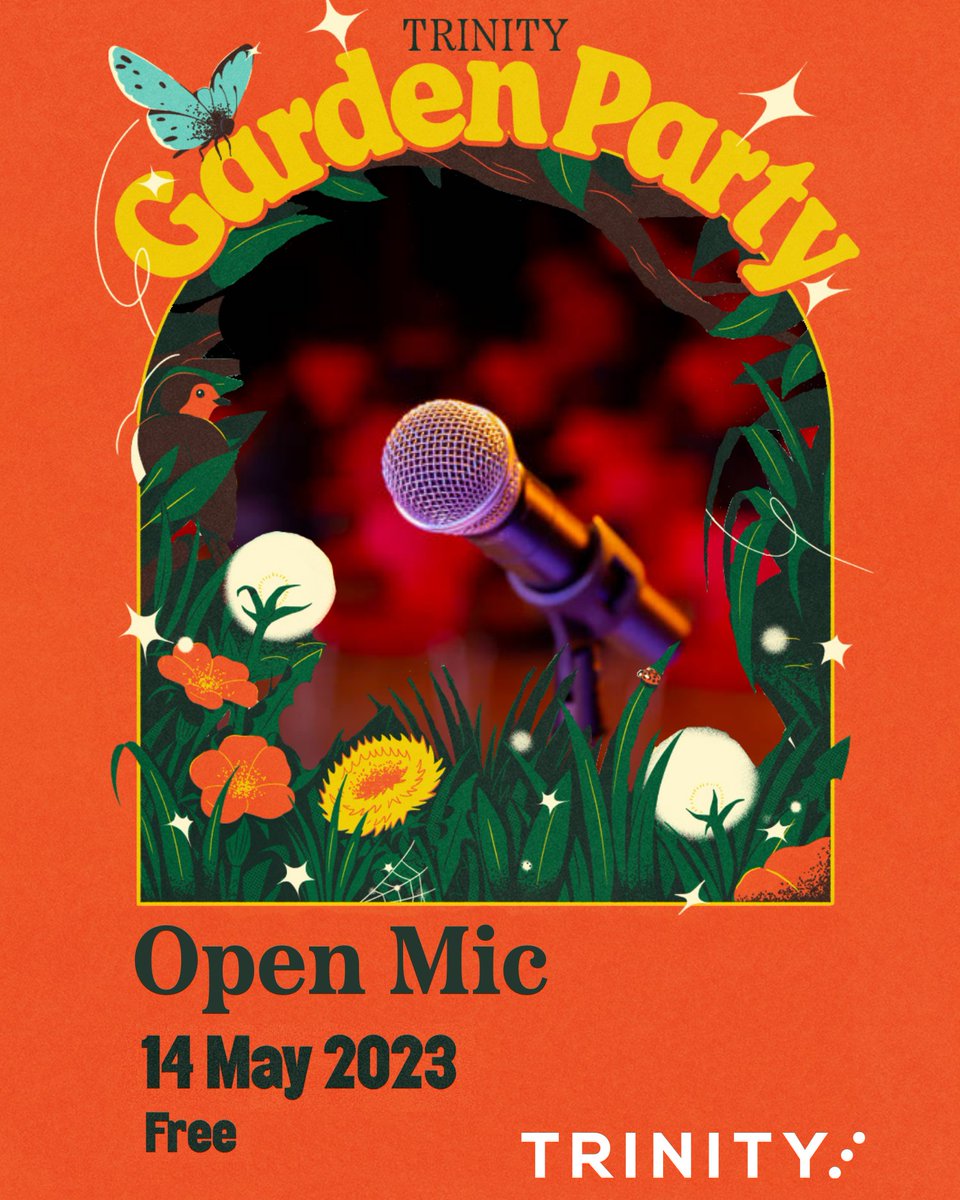 Just a reminder that we have an open mic slot at our Garden Party this Sunday 🎤

A fab opportunity to showcase new work such as spoken word, poetry, comedy and songwriting talents ✨

First come, first serve from 3pm - 3:30pm!

Note this is a low-tech stage.