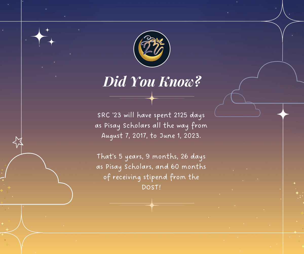SRC2K23's tweet photo. [D-20] 

Get ready to be amazed by another DALAISAYA fun fact that will leave you in awe! For some, a journey can reach a thousand miles, but for others, it begins with just six years. ✨

#DALAISAYA 
#SRCBenteTres 
#GRADUA23 https://t.co/ZoDKDOWJN4