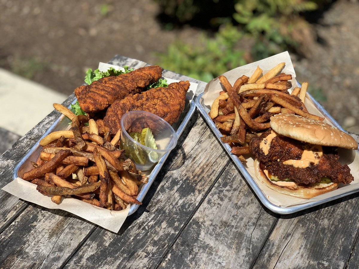 Friday. 5/12. Try our Hot &amp; Spicy Chicken strips or Crispy Chicken Sandwich. Pair with a cold beer on the patio. Lunch starts at 11:30am. #salemOR #salemoregon