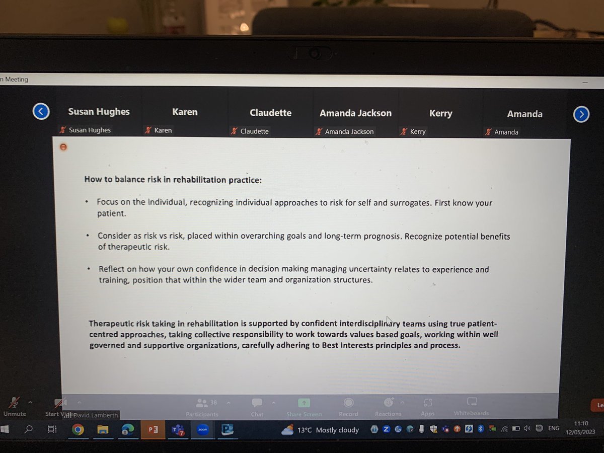 Huge thanks to  <a href="/RCOT_NP/">RCOT Neuro Practice</a> for todays thought provoking event on Perceptions, positive risk taking, language and approaches to occupational choice within neurological practice. Important take home messages from Dr Damon Hoad #RCOTSSNP