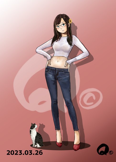 ピタピタの「ローライズスキニージーンズ」が描きたかっただけ👖
思い立ったらすぐにうちの子に着せてしまう～😱
#過去絵を投げて絵を描いた気になろうキャンペーン 