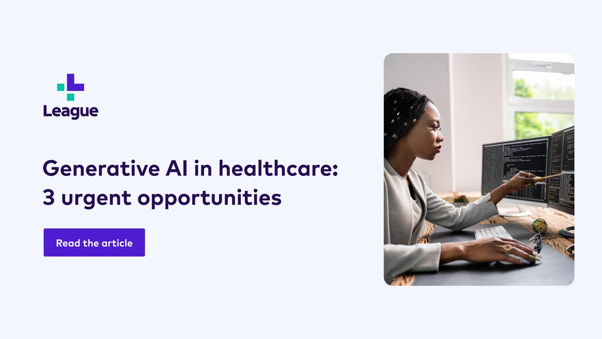 With all the noise about #GPT taking people’s jobs and other negative predictions, the less-discussed risk is failing to adopt AI quickly. We identified where #generativeAI can be used to immediately improve healthcare. ➡️ bit.ly/41qL3tr 
#healthcareAI