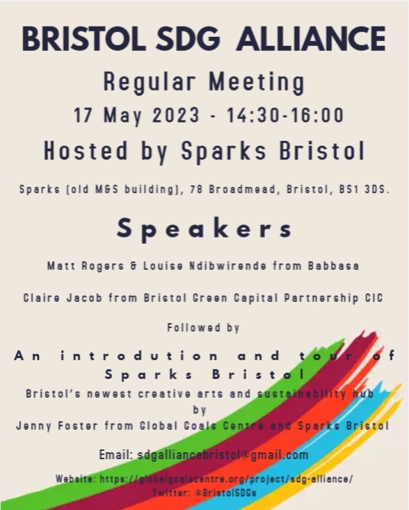 Bristol SDG Alliance can’t wait to get together at our next meeting <a href="/Sparks_bristol/">Sparks Bristol</a> .