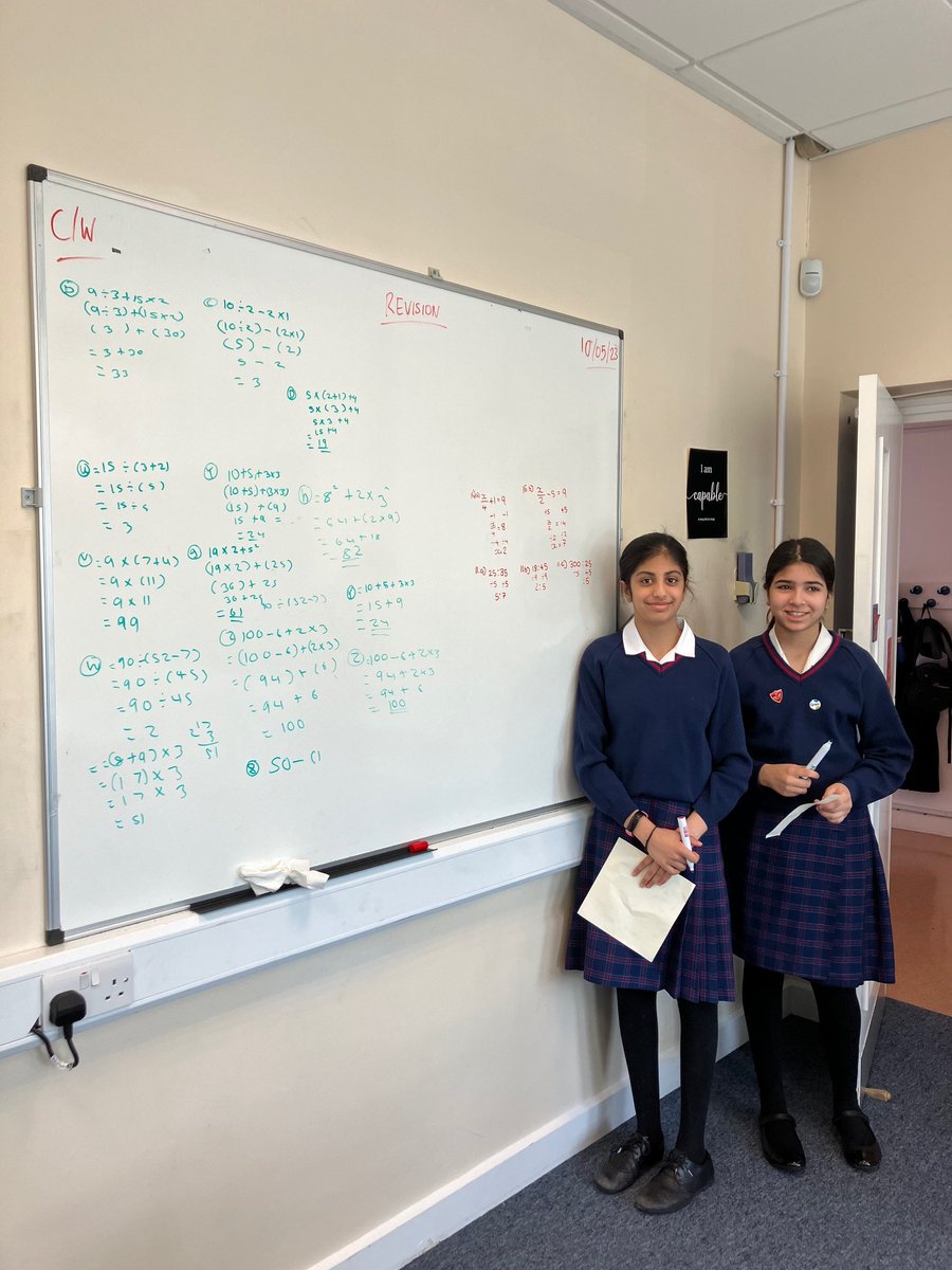 Lovely year 12 mathematicians
@NorthwoodGDST
have been supporting year 7s with their revision in mathematics. Lots of exam-style questions were attempted on maxi whiteboards and in exercise books. You can do this, year 7s! 💪🧮✍️