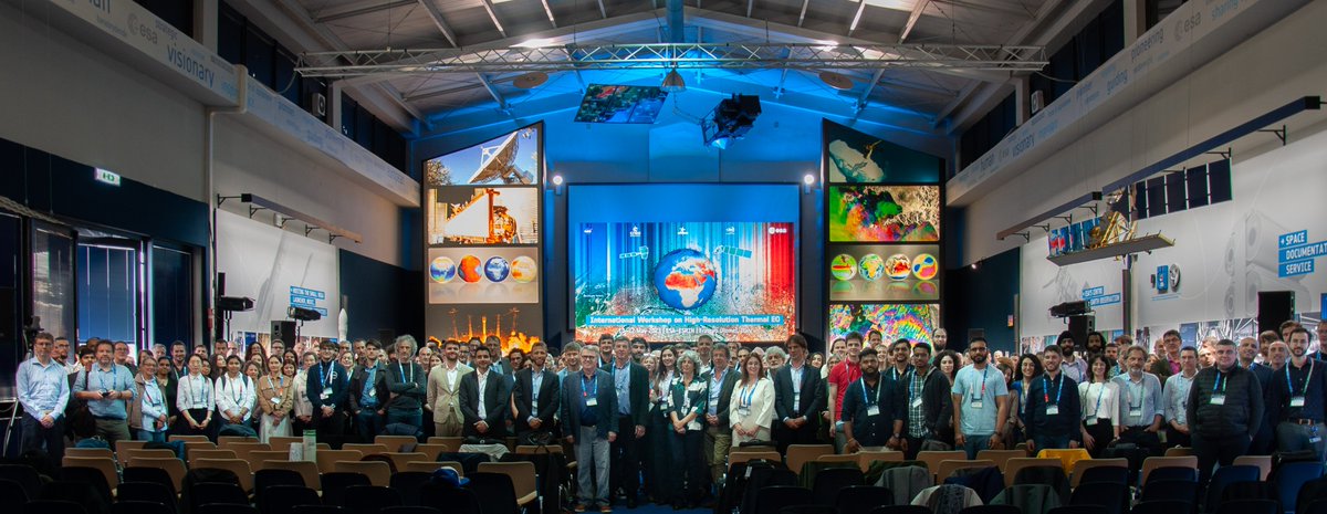 EO_OPEN_SCIENCE's tweet photo. 🫂The 1st International High Resolution #Thermal #EO workshop finished today @esa #ESRIN and it was a pleasure to welcome >300 participants from all over the 🌍 to talk about the new upcoming thermal missions, including the @CopernicusEU Land Surface Temperature Monitoring, LSTM. https://t.co/TnBqcbkXAE