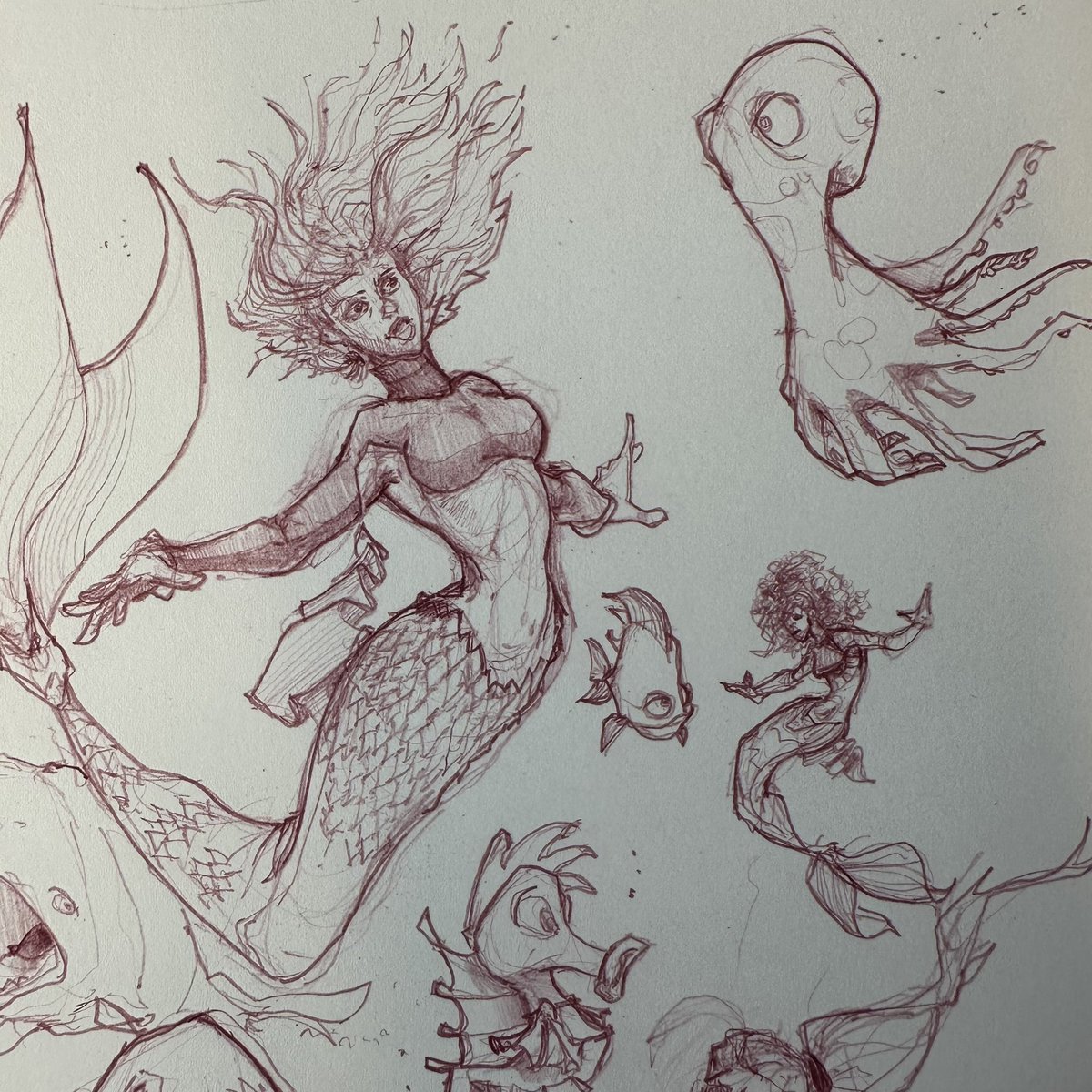 Here’s a #traditional #mermaid #illustration for #mermay 
.
.
.
.
.
#art #drawing #doodlebags #nashville #nashvilleart #characterdesign #nashvilleartist #mermay2023 #underthesea #siren #swimming #pencildrawing #octopus #ocean