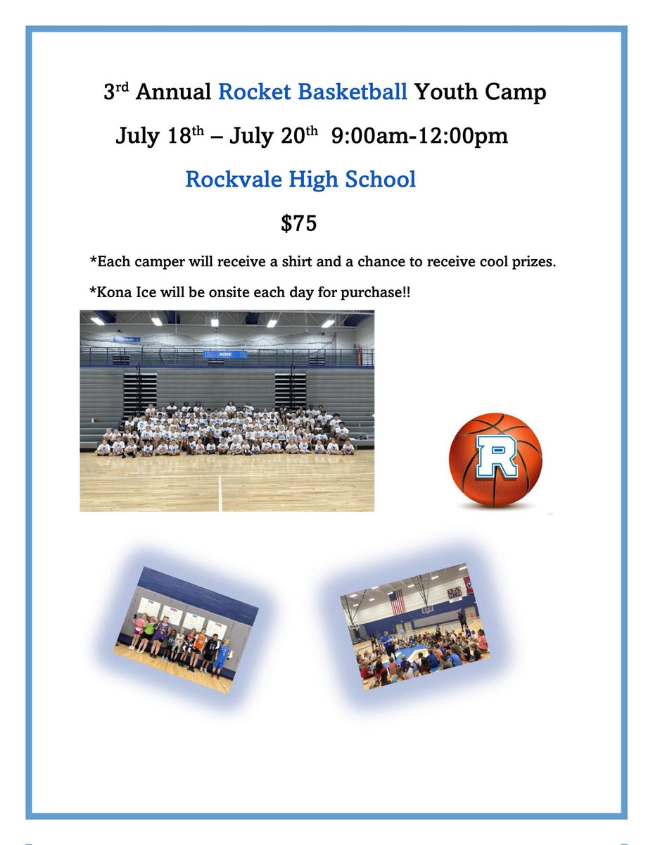 rockvale_mbb (@rockvale_mbb) on Twitter photo Parents we are excited to announce that we will again have our basketball camp for all kids 5-14. Last year we had over 80 kids in attendance.
forms.office.com/r/ww6GrHUdMS <a href="/Rockvale_WBB/">@rockvale_wbb</a> <a href="/RockvaleHS_Ath/">Rockvale High School Athletics</a> <a href="/RockvaleHigh_TN/">Rockvale High School</a> <a href="/rockvalerockets/">Rockvale Elementary</a> <a href="/ScalesElem/">Scales Elementary Murfreesboro</a> <a href="/SalemElem/">Salem Elementary</a> Parents we are excited to announce that we will again have our basketball camp for all kids 5-14. Last year we had over 80 kids in attendance.
forms.office.com/r/ww6GrHUdMS <a href="/Rockvale_WBB/">@rockvale_wbb</a> <a href="/RockvaleHS_Ath/">Rockvale High School Athletics</a> <a href="/RockvaleHigh_TN/">Rockvale High School</a> <a href="/rockvalerockets/">Rockvale Elementary</a> <a href="/ScalesElem/">Scales Elementary Murfreesboro</a> <a href="/SalemElem/">Salem Elementary</a>
