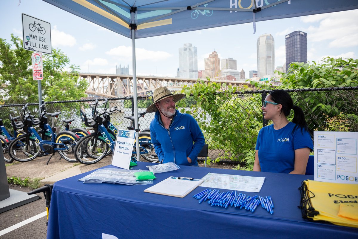 openstreetspgh's tweet photo. ⚡🤝🚲 Meet the awesome people behind @pogohbikes , live and in-person at OpenStreets! POGOH is staffing stations on and around the route to help you create an acct and learn about the bike share.

❗Remember, don’t leave your POGOH bike unattended while enjoying the festivities https://t.co/SWnvbfIt8K