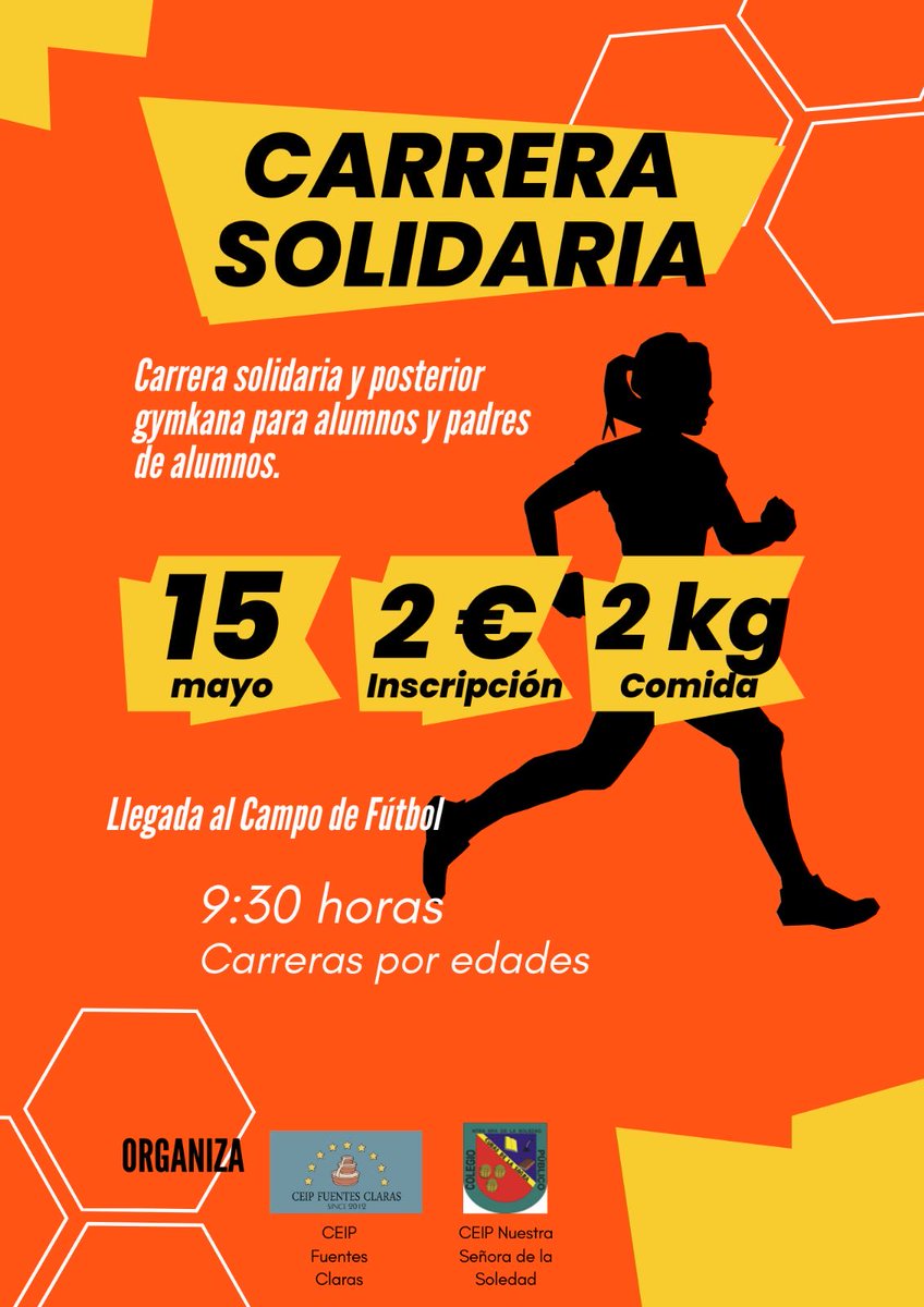 Carrera Solidaria y posterior jornada de convivencia con gymkana de juegos para alumnos y padres voluntarios. 

15-05-23  

Será un gran día.

En colaboración con ⁦<a href="/CubasCp/">CEIP Ntra. Sra. de la Soledad</a>⁩ y ⁦<a href="/AytoCubas/">Cubas de la Sagra</a>⁩