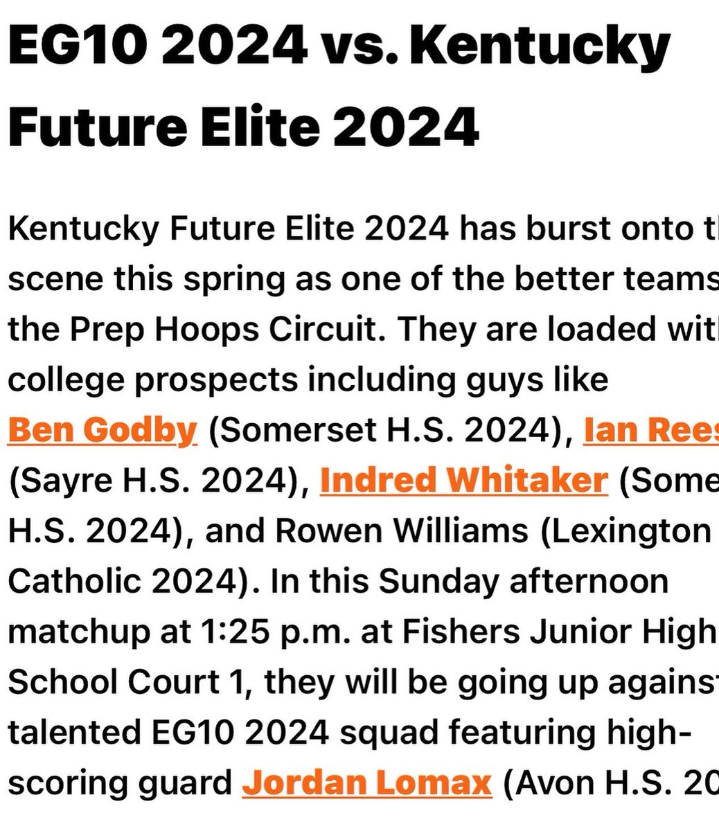 Chris Evans (@chrisevanscoach) on Twitter photo Our 2024โs have a tough schedule this weekend in Indianapolis but exactly the competition and exposure our players deserve. <a href="/CoachGlover81/">Rusty Glover</a> <a href="/kentucky_future/">Kentucky Future Elite</a> <a href="/KyFuture2024/">Kentucky Future Elite 2024</a> <a href="/BRamseyKSR/">Brandon Ramsey</a> <a href="/PrepHoopsKY/">Prep Hoops Kentucky</a> <a href="/KY_PrepReport/">Kentucky Prep Report</a> <a href="/NextUpRecruits/">NextUpRecruits</a> Our 2024โs have a tough schedule this weekend in Indianapolis but exactly the competition and exposure our players deserve. <a href="/CoachGlover81/">Rusty Glover</a> <a href="/kentucky_future/">Kentucky Future Elite</a> <a href="/KyFuture2024/">Kentucky Future Elite 2024</a> <a href="/BRamseyKSR/">Brandon Ramsey</a> <a href="/PrepHoopsKY/">Prep Hoops Kentucky</a> <a href="/KY_PrepReport/">Kentucky Prep Report</a> <a href="/NextUpRecruits/">NextUpRecruits</a>