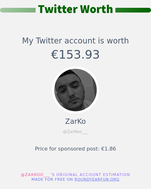 ZarKoo___'s tweet photo. Mon twitter vaut: €153.93

➡️ https://t.co/Mo7xfXYy1x https://t.co/EUSyXBoIBn