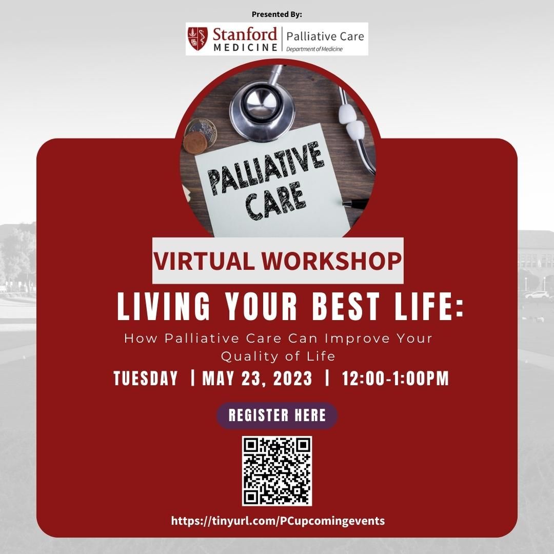 Come join us on May 23rd  at 12 pm at our virtual workshop to learn more about palliative care! To register, please scan the QR code or click the link above.