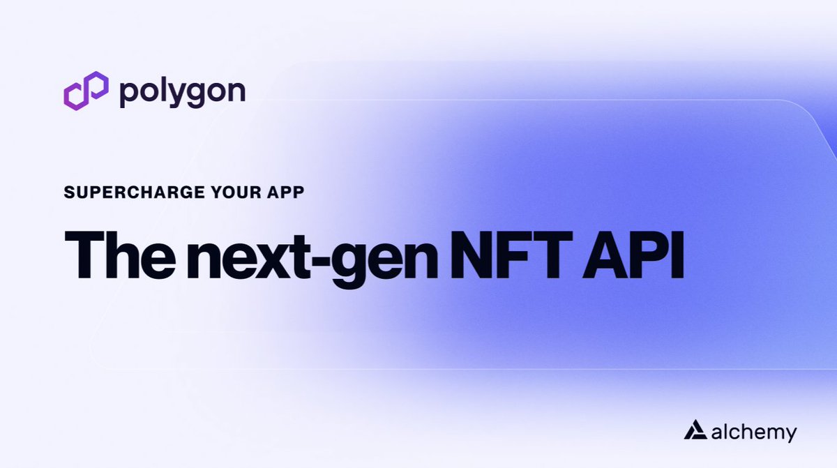 Alchemy's tweet photo. A major upgrade for all Polygon devs! 

We launched huge improvements that will standardize NFT API responses and unlock massive efficiencies as you build ⚡️

Built based on your feedback 🤝 👇 https://t.co/e5NqXzPSVw