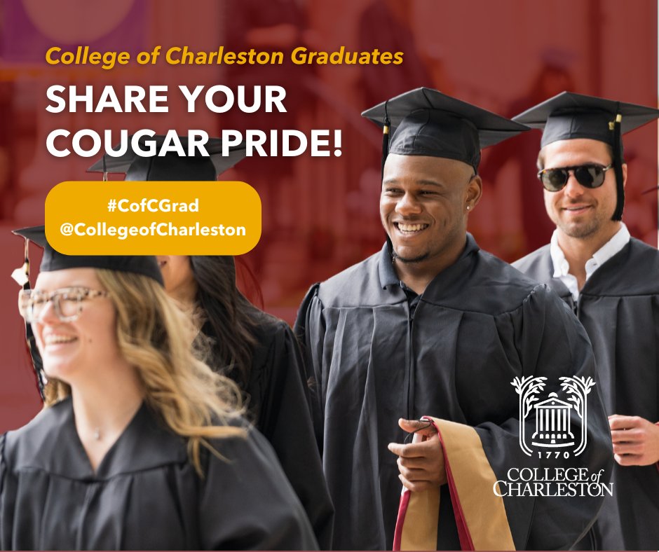 CofC's tweet photo. Today marks the first spring commencement ceremony! Be sure to tag us in your #CofCGrad pics to be featured on our channels. Once a Cougar, always a Cougar! ๐พ๐ https://t.co/yIIKNIc3sU