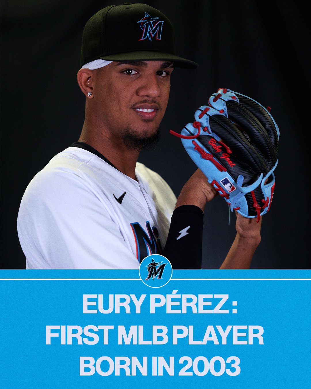 MLB on X: .@Marlins No. 1 prospect Eury Pérez makes his debut tonight! He  will be the first MLB player born in 2003, which happens to be the year the  Marlins won