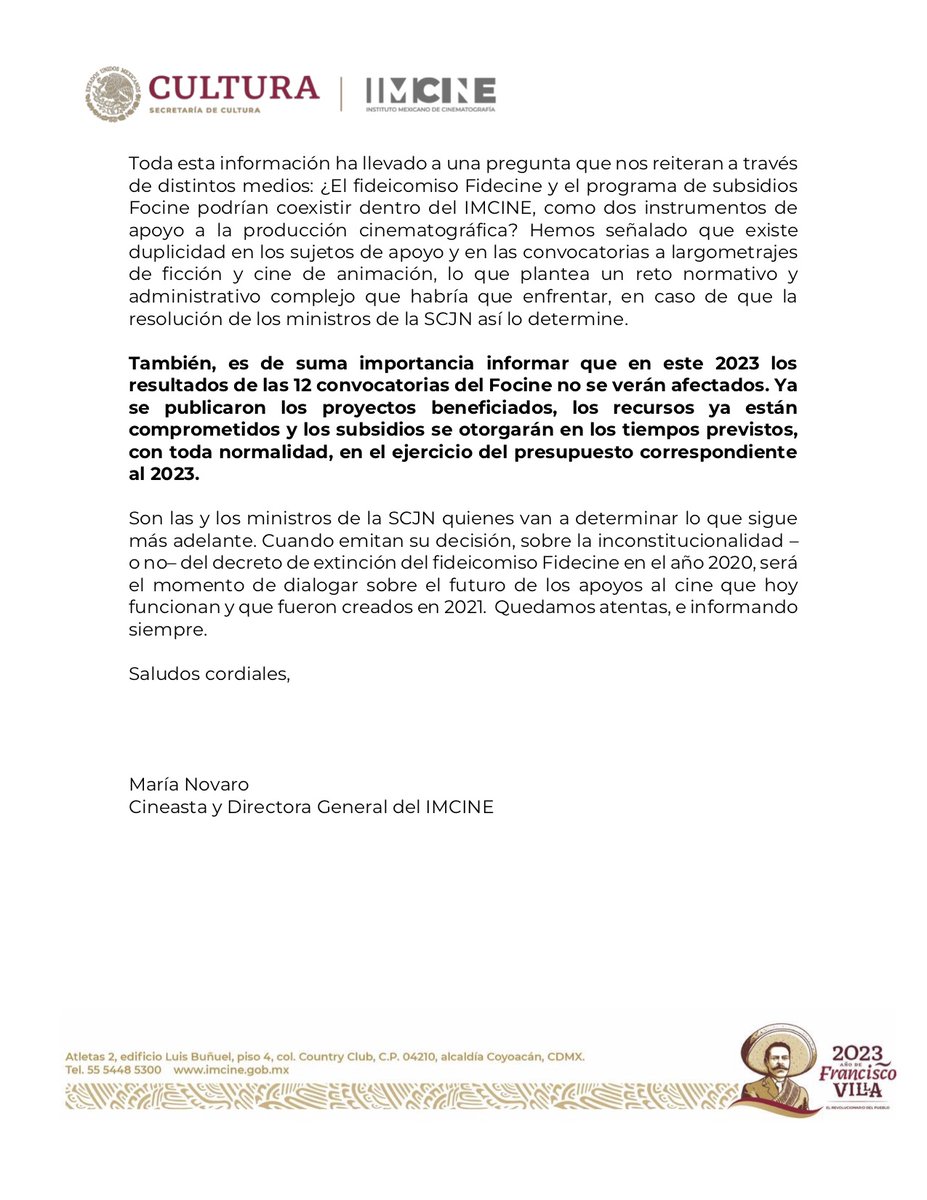 📣CARTA ABIERTA A LA COMUNIDAD CINEMATOGRÁFICA.

Aquí también la puedes leer 👇imcine.gob.mx/media/2023/5/c…