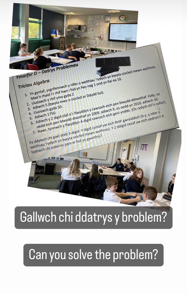 Dysgwyr Bl 7 yn mwynhau datrys problemau algebraidd! Gallwch chi ddatrys y broblem?