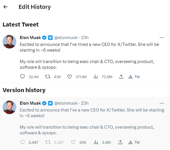 I do like some of the improvements on #Twitter - like the version history! 🍻 <a href="/elonmusk/">Elon Musk</a> 

#spotthedifference #findthedifference