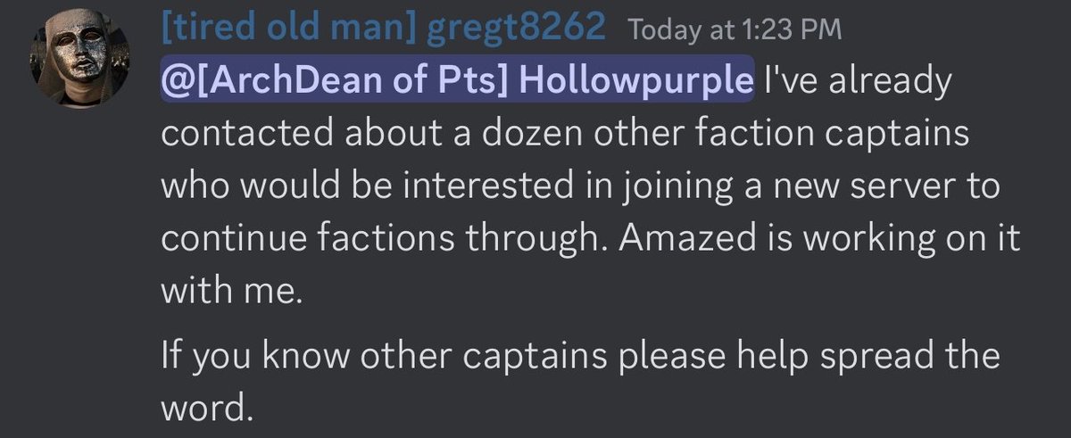 XehrFelrose's tweet photo. @TheArrohh @Gregt8262 and @amazednconfuse3 are working on something for us all at the moment along with some other captains. Please spread the word as wide as you can that Factions will not die. More info will be coming as it is ready. https://t.co/ajezrrbxiN