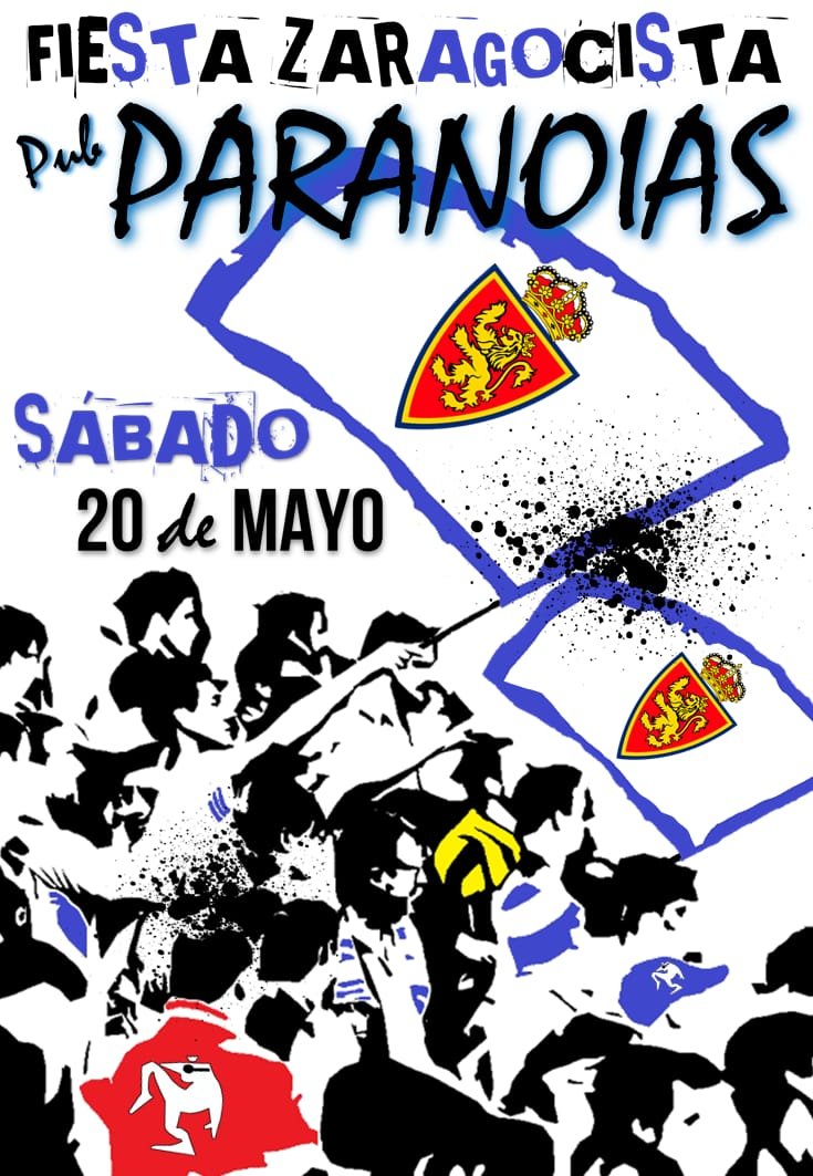 Aprovechando el partido de Veteranos del día 20, la PZ Calatorao vuelve a liarla!

Fiestaza zaragocista en nuestra casa, el Pub Paranoias!

Disfrutemos de ese día zaragocista hasta el amanecer!