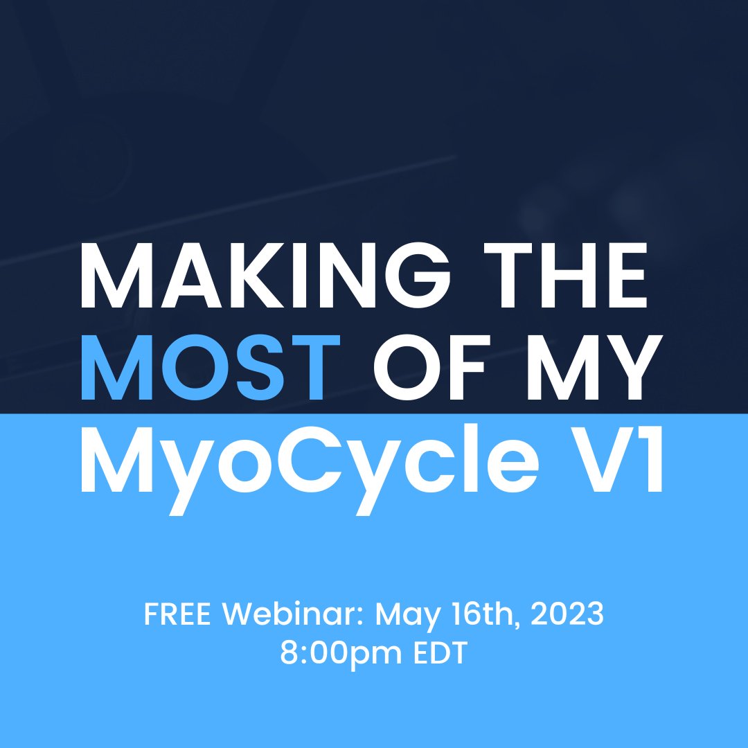 MYOLYN1's tweet photo. Are you a MyoCycle Home user? Make sure that you're getting the most out of your MyoCyle V1 with this 45 minute webinar hosted by Doctor of Physical Therapy, Liz Fuhrhop at 8:00 pm EDT.
Register today! https://t.co/AEBWidOAEb
#MyoCycle #Webinar #PhysicalTherapist #FESCycling https://t.co/INHZMThXYu