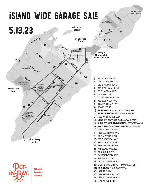 Wondering what you should do tomorrow? 

Join us for Island Garage Sale Day at <a href="/PUT_IN_BAY/">Put-in-Bay, Ohio</a>!

Here's the map for Saturday, May 13. ow.ly/EMXp50OmZN3.