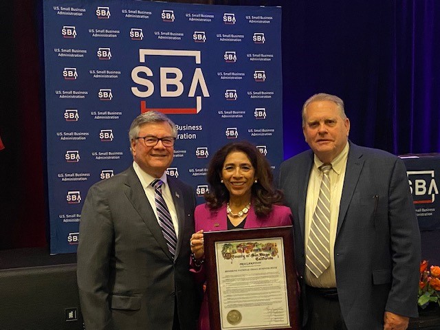 SBA Regional Administrator, <a href="/ElmyBermejo/">Elmy Bermejo</a>, <a href="/SBA_SanDiego/">SBA San Diego</a> District Director, Ruben Garcia and Deputy District Director, Mike Sovacool proudly celebrate National Small Business Week with a Proclamation by the <a href="/SanDiegoCounty/">SanDiegoCounty</a>