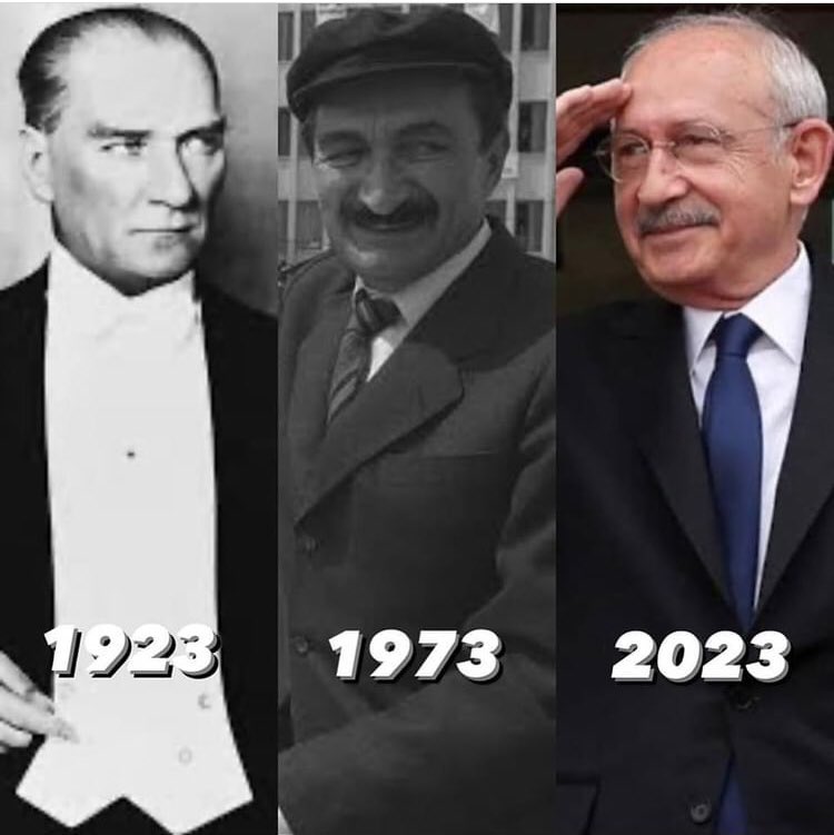 ilhangunes58's tweet photo. 50 yılda bir gelen CHP iktidarılığı.

1923 Mustafa Kemal Atatürk 
1973 Bülent Ecevit 
2023 Kemal Kılıçdaroğlu. 

 #LiderlerFOXta #Kılıçdaroğlu https://t.co/usP70PZ0UZ