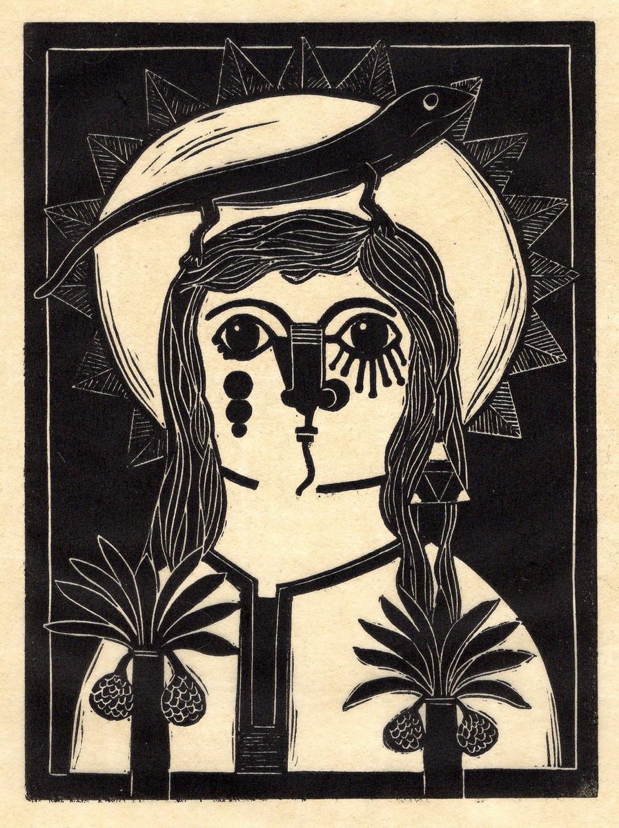 SA_illustration's tweet photo. سيدة السحالي #printmaking  #linocut  #prints #illustration #lizard https://t.co/kSHFofwhsx