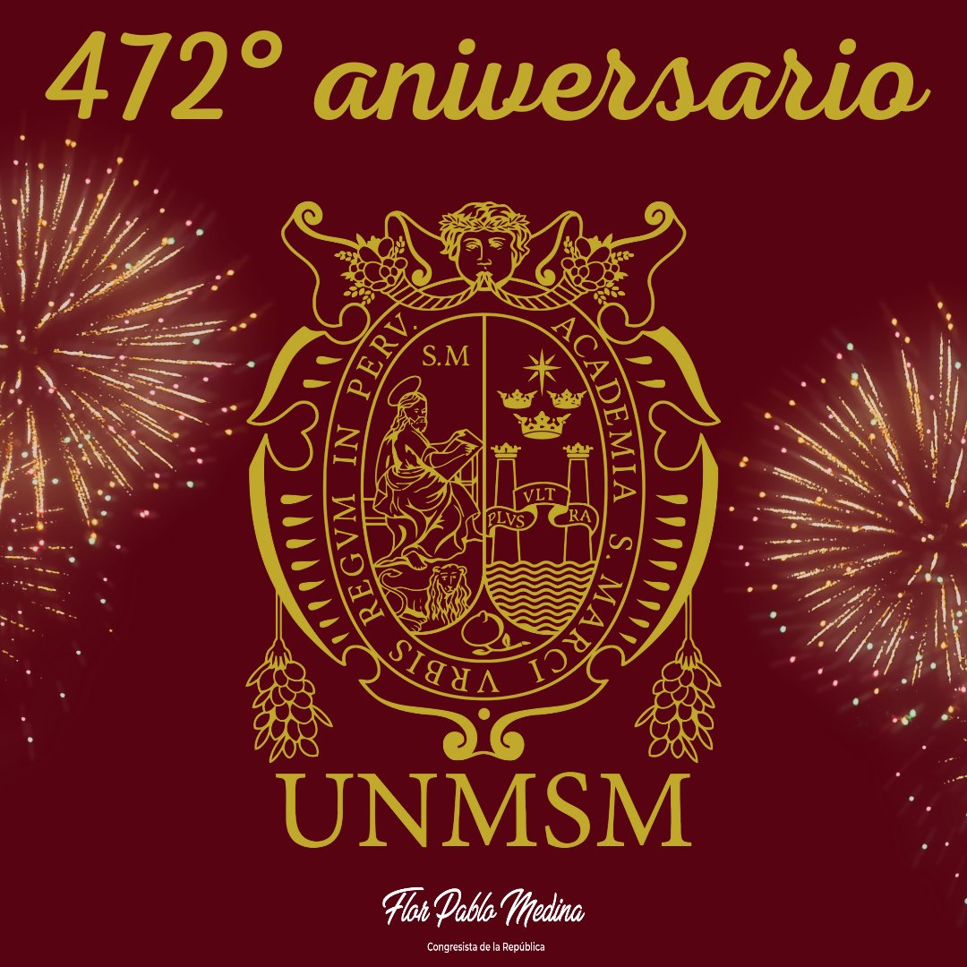 FlorPabloMedina's tweet photo. Hoy mi querida @UNMSM_ cumple 472 años. San Marcos es la expresión más genuina de la multiculturalidad del 🇵🇪. Allí nos encontramos, reconocemos y sentimos parte de esta hermosa patria, que muchas veces duele, pero aquí seguiremos los sanmarquinos dando lo mejor de nosotros. https://t.co/uLKjhIuIup