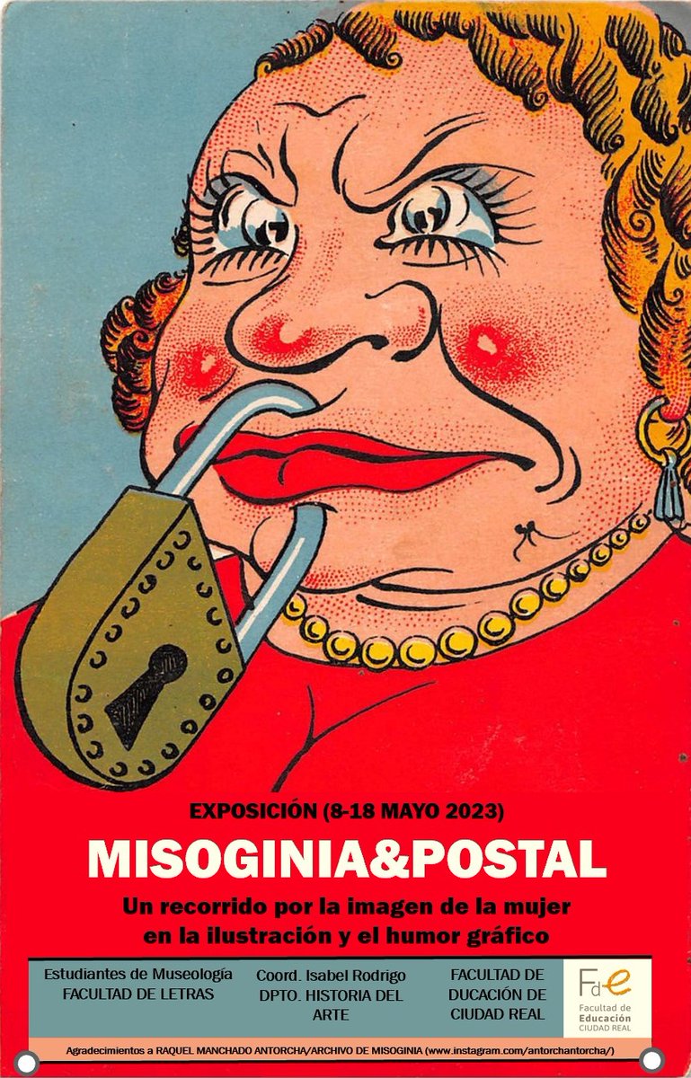 Isabel02719230's tweet photo. Al fin he podido montar la exposición MISOGINIA&amp;POSTAL, con postales prestadas por @antorchantorcha y propias, en colaboración con estudiantes de Museología (Facultad @DeLetras_UCLM) y visitas guiadas en la Facultad de Educación @FEdCR_oficial
@uclm_es  @Igualdad_UCLM https://t.co/Zcqc03AVMC