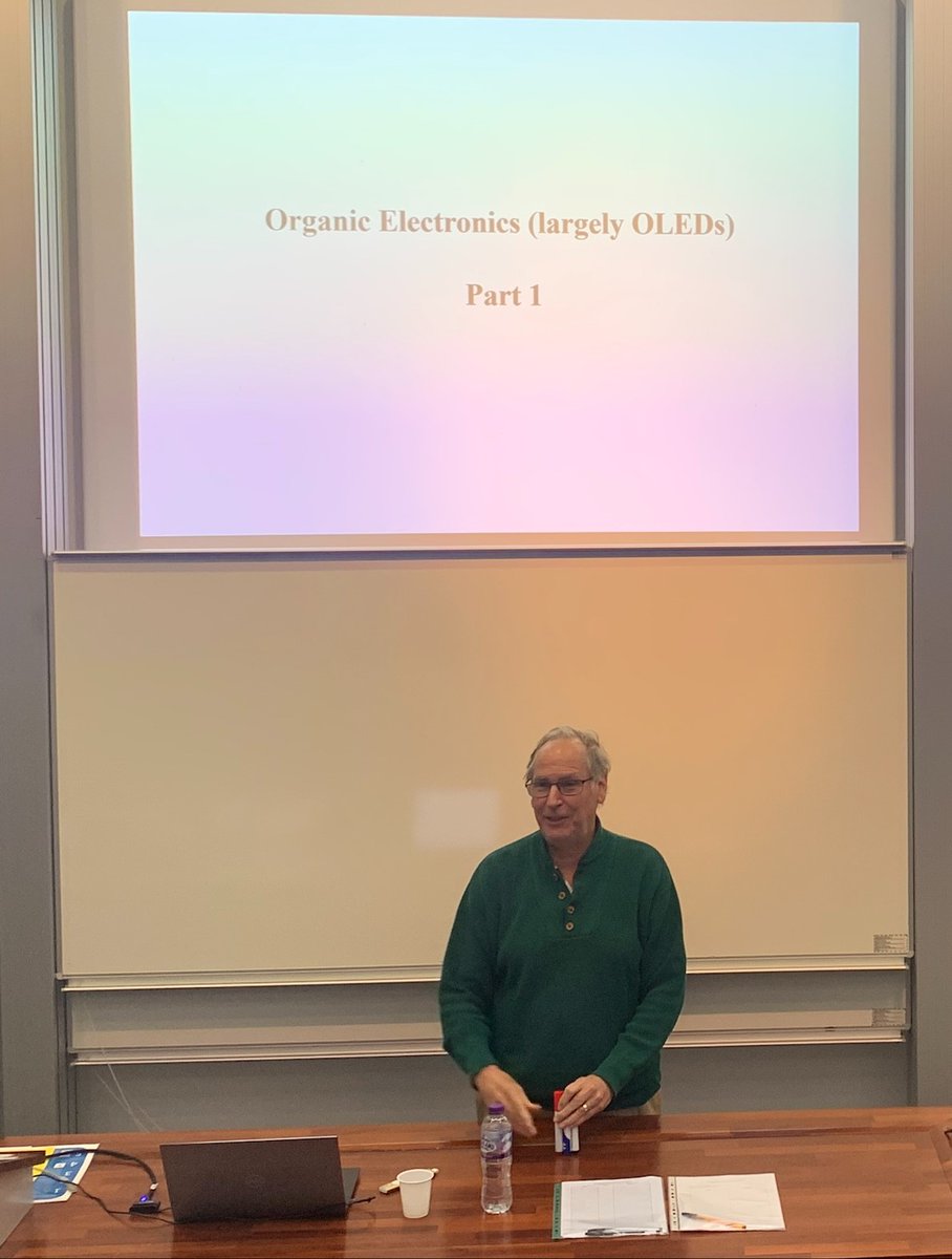 StAndrewsOsc's tweet image. As part of Mark Thompson’s visit to St Andrews, members of the OSC have had the opportunity to attend the first part of his course “Electronic Properties of Molecular Materials”. We look forward to part two on Tuesday.