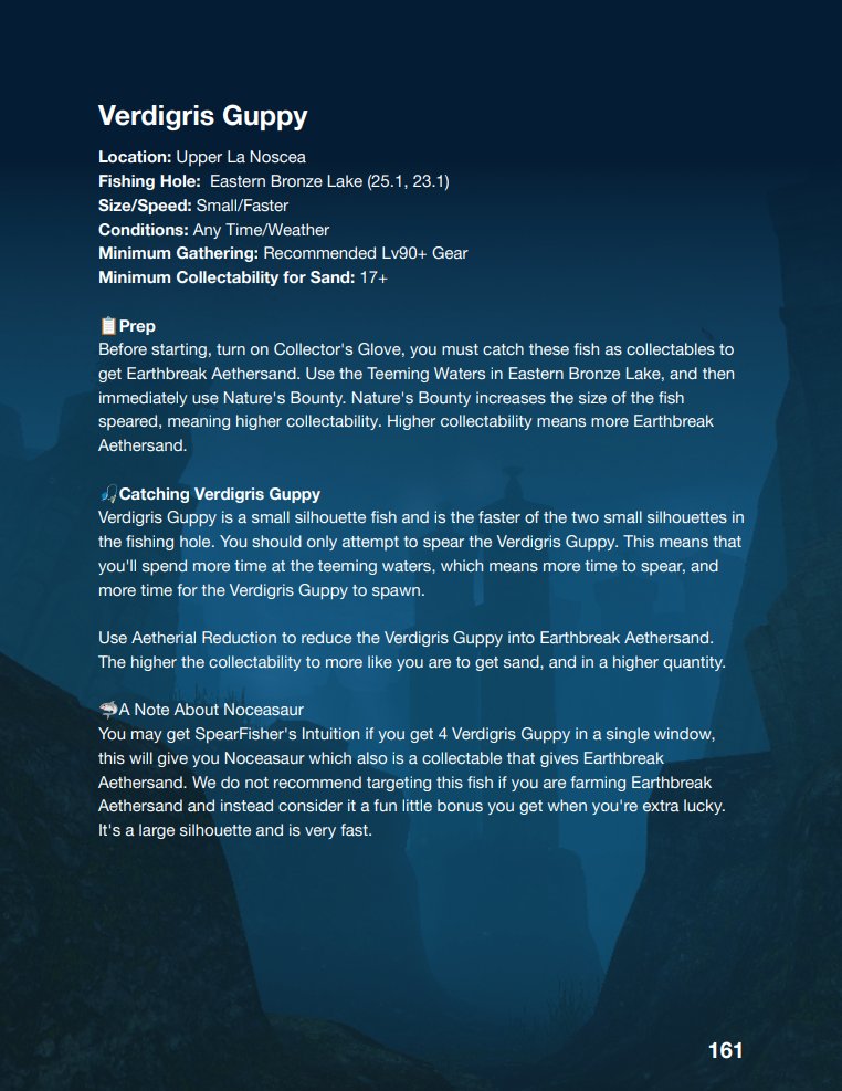 fisherfruity's tweet photo. Here's 186 pages on #ffxiv fishing mechanics, general information, and how to catch over 125 notable and unnotable fish.

https://t.co/2Sa2jM2VNO

It's a GDoc and I will update it as necessary. It's a compilation of text guides I've written over the past 2.5+ years. https://t.co/GkKQJGkGLX